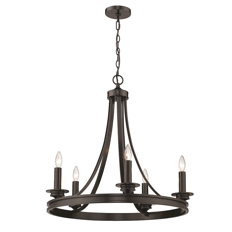 5 Light Chandelier, Matte Black