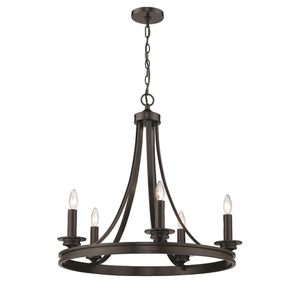5 Light Chandelier, Matte Black