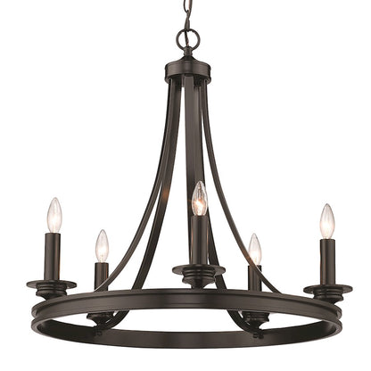 5 Light Chandelier, Matte Black