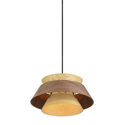 Golden Lighting Aalto 13in 1-Light Pendant | Rustic Dark Walnut and Light Walnut Wood | Kitchen Island & Dining Room | Model 3990-913 DWA-LWA