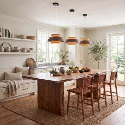 Golden Lighting Aalto 13in 1-Light Pendant | Rustic Dark Walnut and Light Walnut Wood | Kitchen Island & Dining Room | Model 3990-913 DWA-LWA