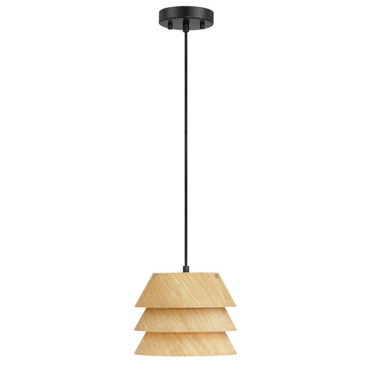 Golden Lighting Aalto 9in 1-Light Pendant | Rustic Light Walnut and Wood | Kitchen & Dining Room | 8.63 x 8.63 x 6.63 in | Model 3990-9 LWA
