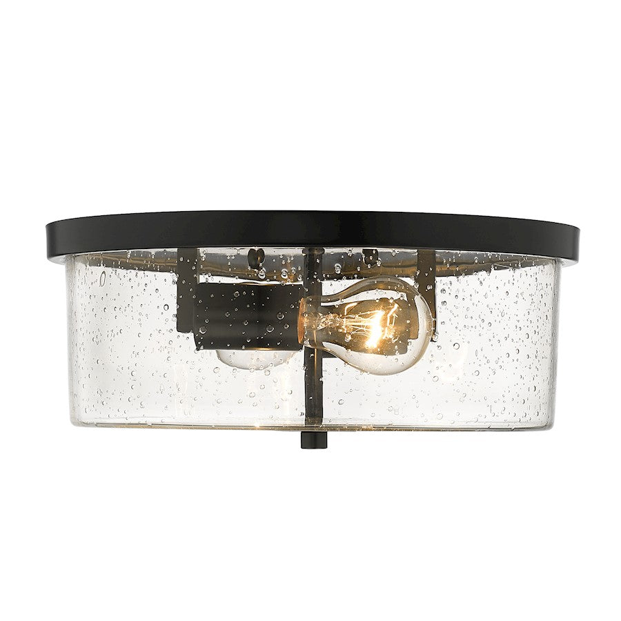 Golden Lighting Rayne Flush Mount, Matte Black/Seeded Glass