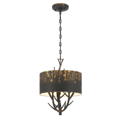 Golden Lighting Arboreal 13in 3-Light Pendant | Rustic Antique Black Iron and Steel | Kitchen & Dining Room | 13 x 13 x 17.38 in | Model 4500-3P ABI