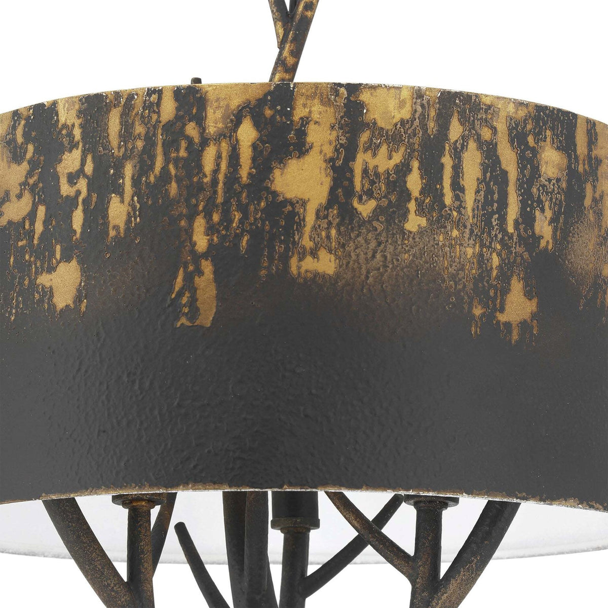 Golden Lighting Arboreal 13in 3-Light Pendant | Rustic Antique Black Iron and Steel | Kitchen & Dining Room | 13 x 13 x 17.38 in | Model 4500-3P ABI