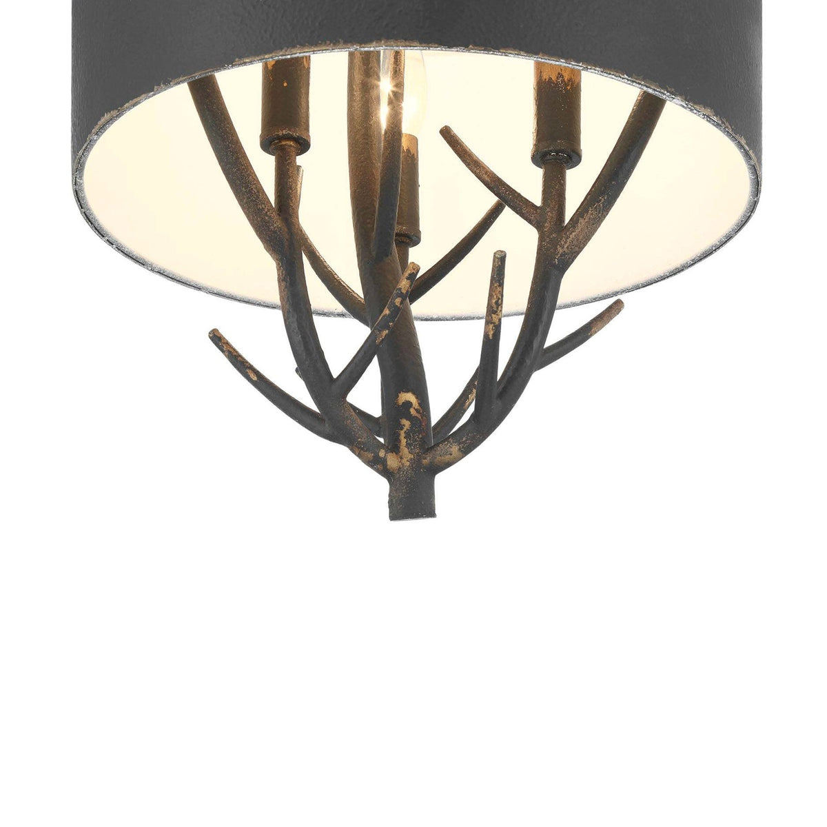Golden Lighting Arboreal 13in 3-Light Pendant | Rustic Antique Black Iron and Steel | Kitchen & Dining Room | 13 x 13 x 17.38 in | Model 4500-3P ABI