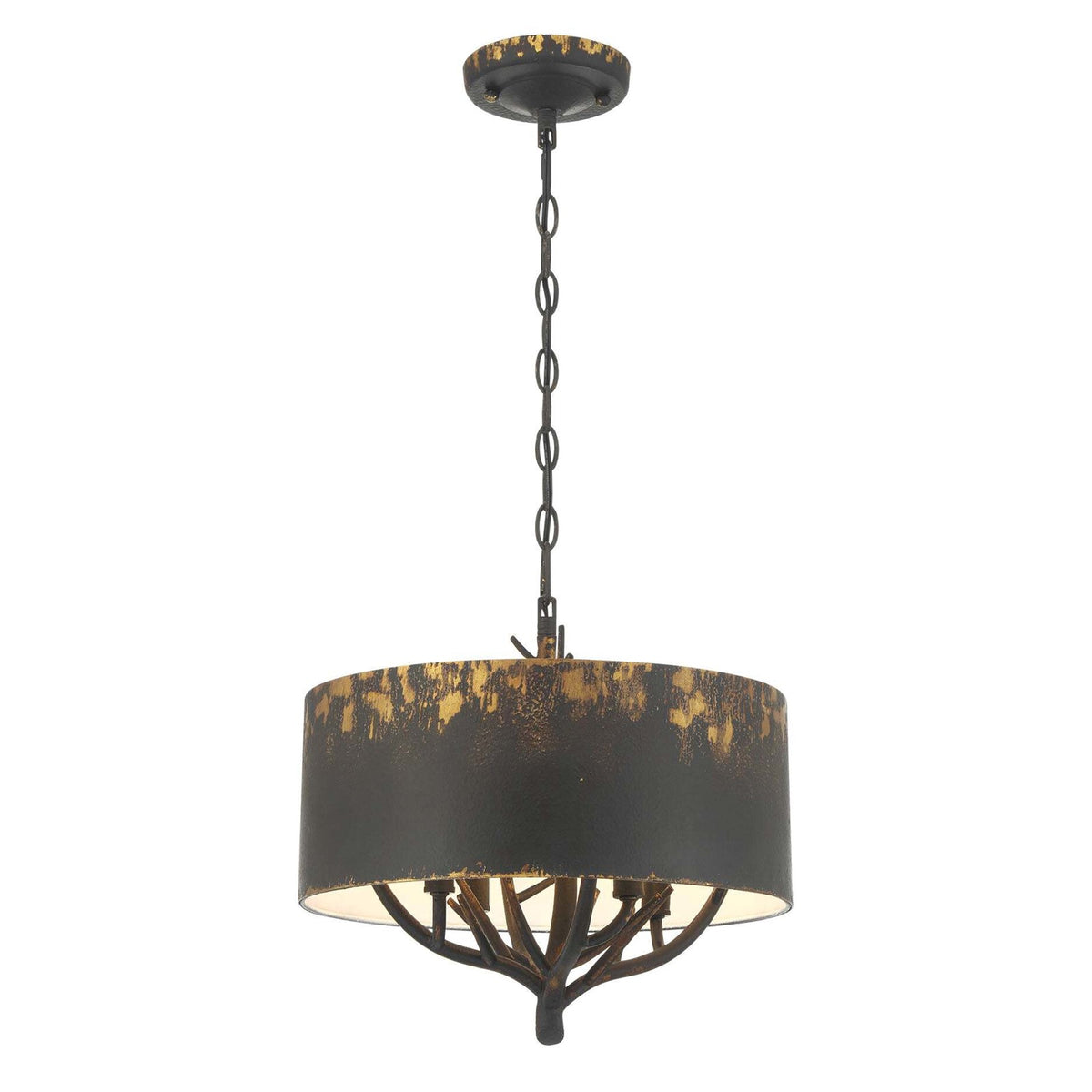 Golden Lighting Arboreal 4-Light Pendant | Rustic Antique Black Iron Steel | Kitchen & Dining Room | 15 x 14.13 in, Dry Rated | Model 4500-4P ABI