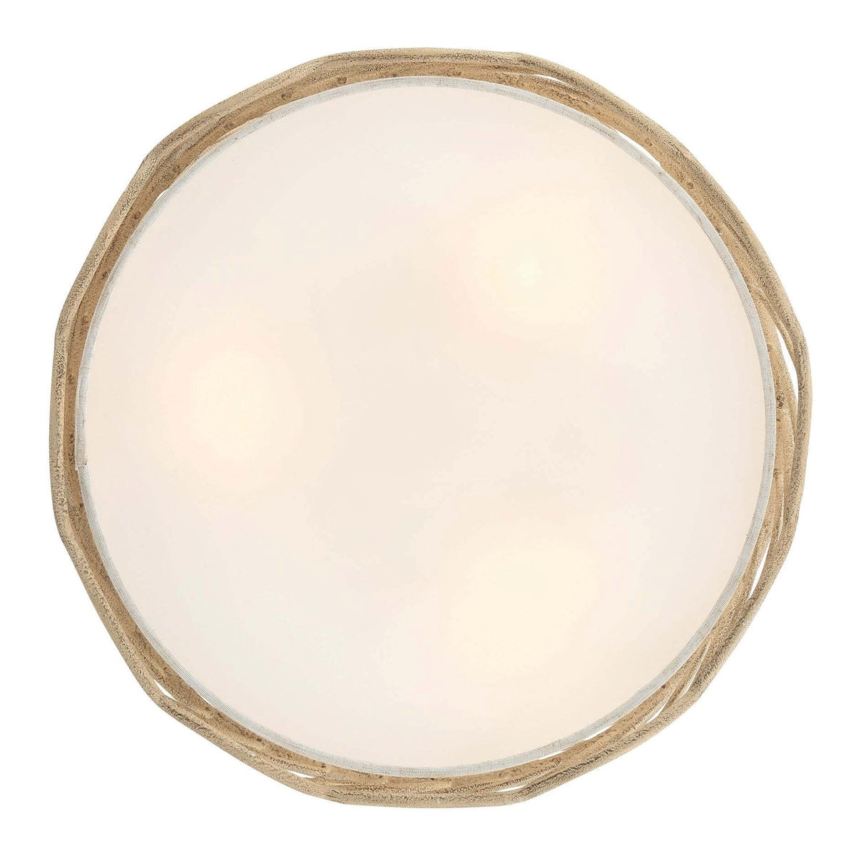Golden Lighting Simbolo 3-Light Semi-Flush Mount | Rustic Almond Steel and Ivory Linen | Entryway & Bedroom | Model 4501-3SF AM