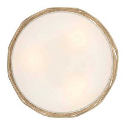 Golden Lighting Simbolo 3-Light Semi-Flush Mount | Rustic Almond Steel and Ivory Linen | Entryway & Bedroom | Model 4501-3SF AM