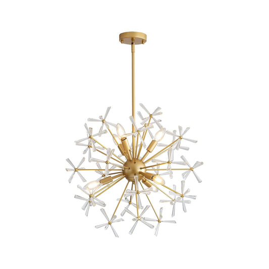 Golden Lighting Dandelion 24in 6-Light Pendant | Glam Matte Gold Steel | Dining Room & Foyer | 24 x 24 x 24 in | Model 4502-24 GLD