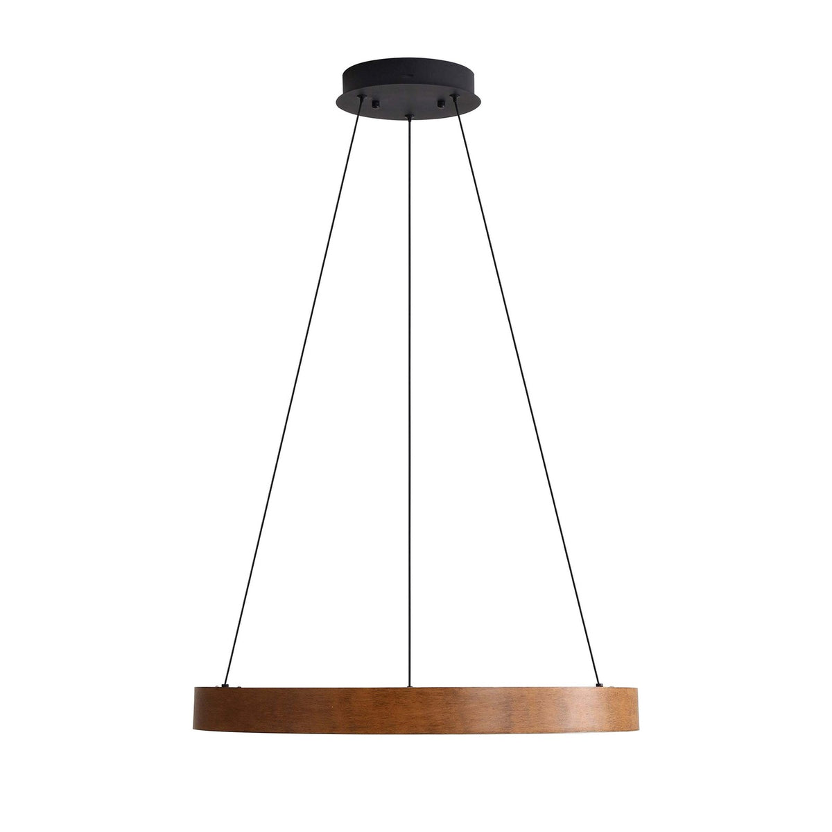 Golden Lighting Anello 24in 1-Light LED Pendant | Modern Walnut Wood-Look Drum | Kitchen Island & Dining Room | Model 4963-24 WA