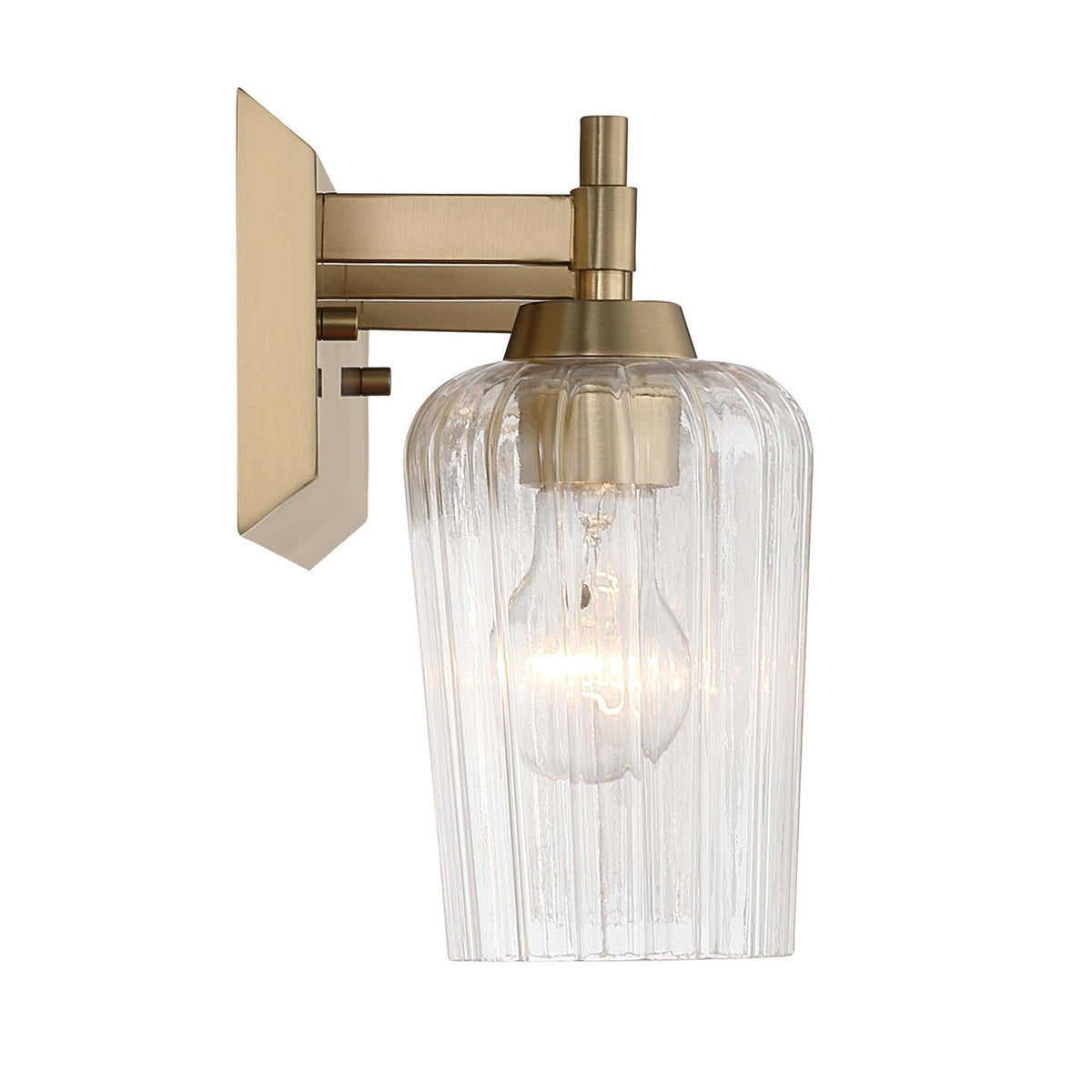Golden Lighting Brilia 24in 3-Light Vanity Light | Transitional Brushed Champagne Brass and Clear Fluted Glass | Bathroom | Model 5189-BA3 BCB-FLT