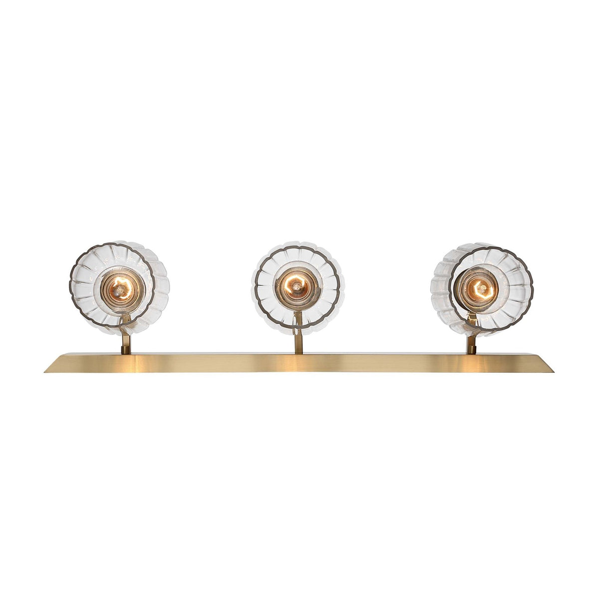 Golden Lighting Brilia 24in 3-Light Vanity Light | Transitional Brushed Champagne Brass and Clear Fluted Glass | Bathroom | Model 5189-BA3 BCB-FLT