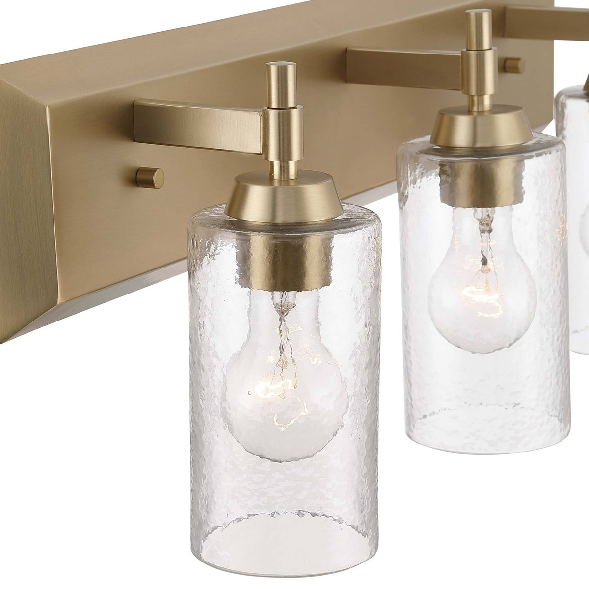 Golden Lighting Brilia 24in 3-Light Vanity Light | Transitional Brushed Champagne Brass and Hammered Water Glass | Bathroom | Model 5189-BA3 BCB-HWG