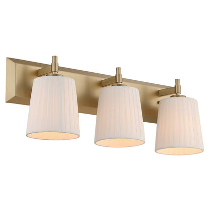 Golden Lighting Brilia 24in 3-Light Vanity Light | Transitional Brushed Champagne Brass and Pleated Fabric | Bathroom | Model 5189-BA3 BCB-PLT
