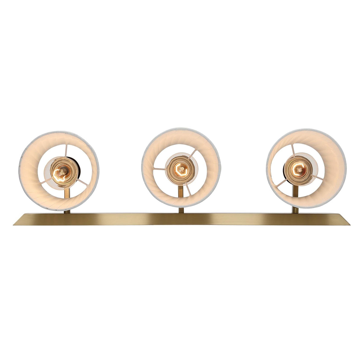 Golden Lighting Brilia 24in 3-Light Vanity Light | Transitional Brushed Champagne Brass and Pleated Fabric | Bathroom | Model 5189-BA3 BCB-PLT