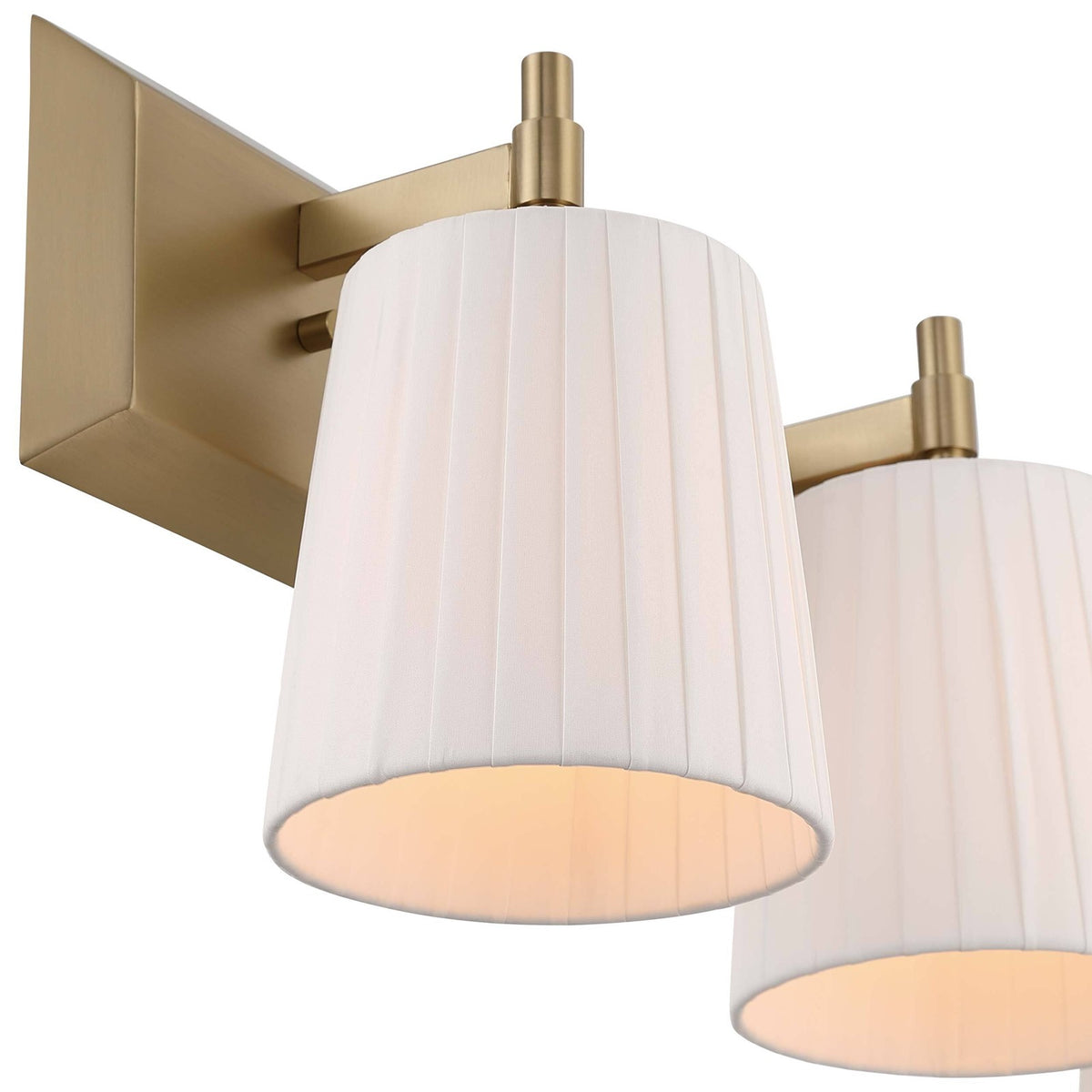 Golden Lighting Brilia 24in 3-Light Vanity Light | Transitional Brushed Champagne Brass and Pleated Fabric | Bathroom | Model 5189-BA3 BCB-PLT