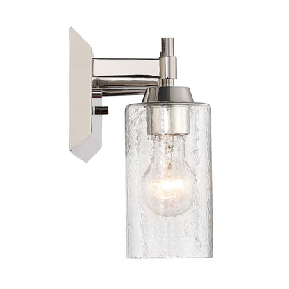 Golden Lighting Brilia 24in 3-Light Vanity Light | Transitional Polished Nickel and Hammered Water Glass | Bathroom | Model 5189-BA3 PN-HWG