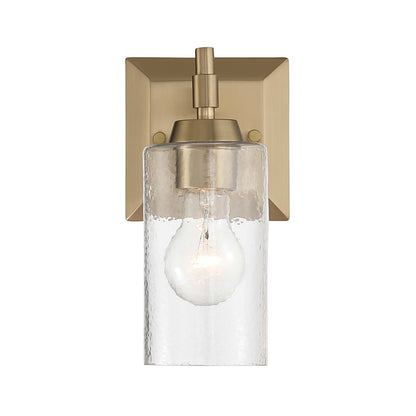 Golden Lighting Brilia 9in 1-Light Wall Sconce | Transitional Brushed Champagne Brass and Hammered Water Glass | Bathroom | Model 5189-WSC BCB-HWG
