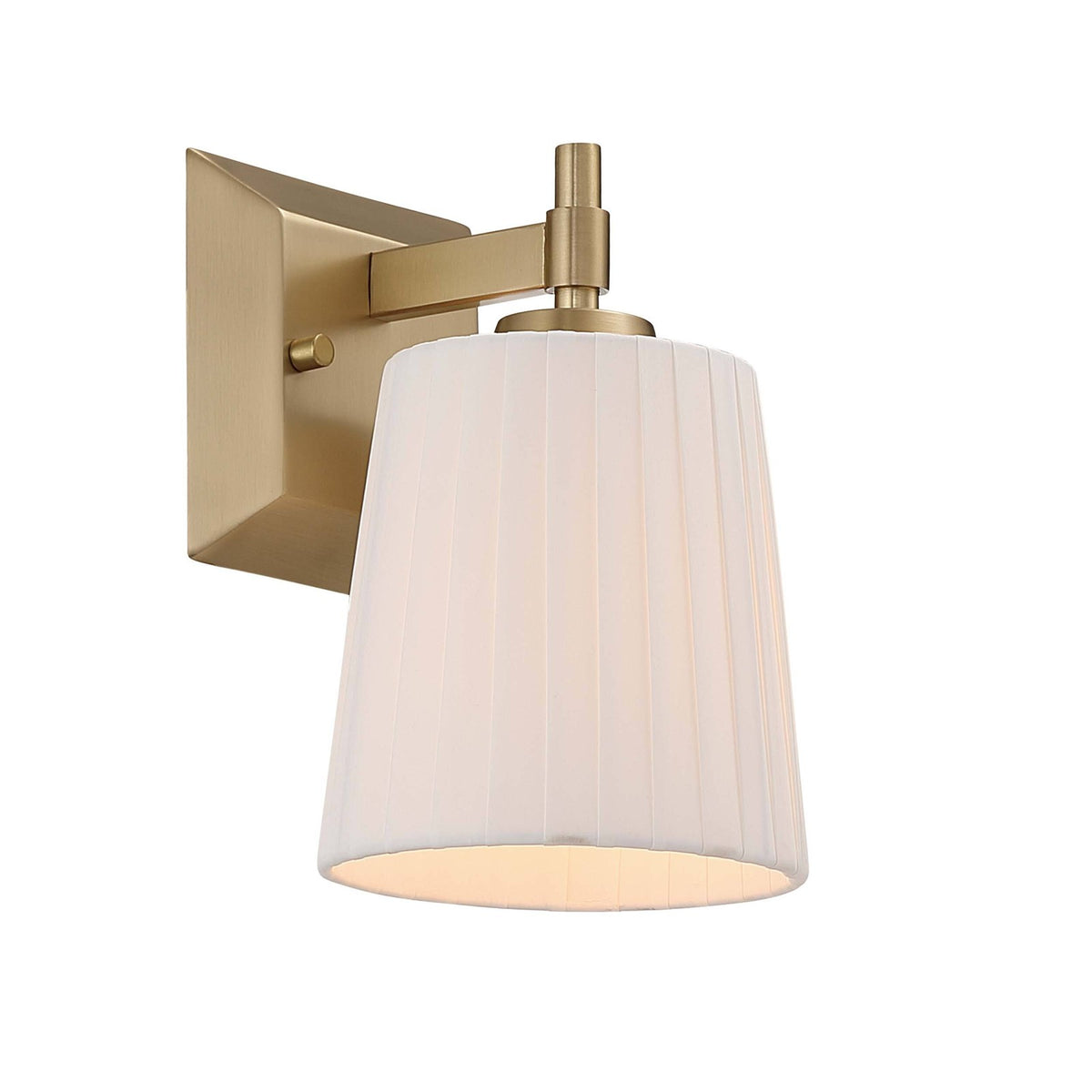 Golden Lighting Brilia 1-Light Wall Sconce | Transitional Brushed Champagne Brass and Pleated Fabric | Bathroom & Hallway | Model 5189-WSC BCB-PLT