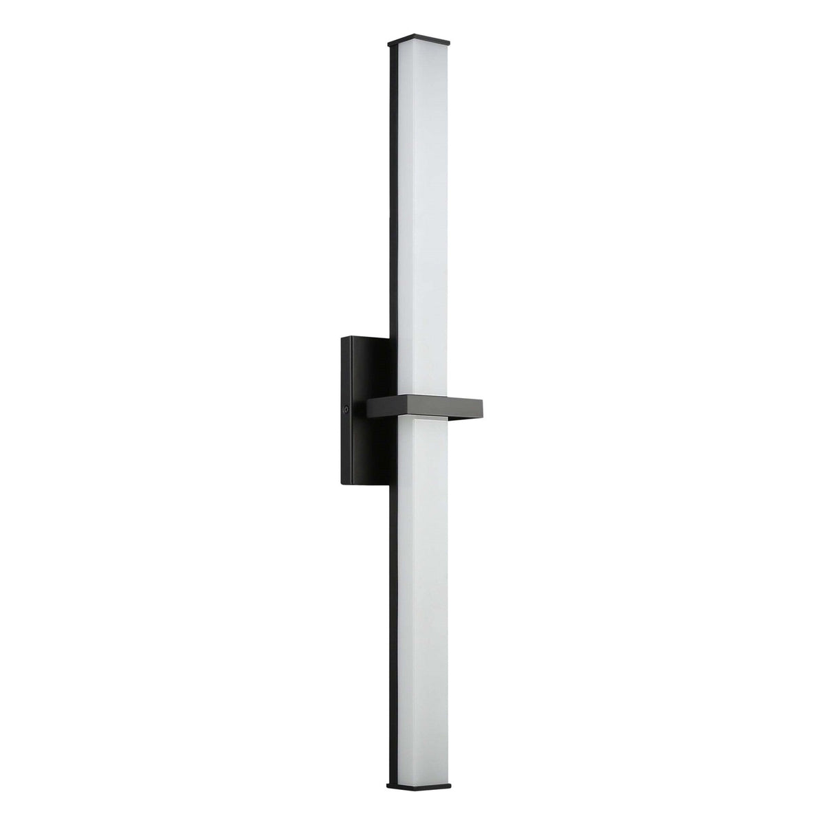 Golden Lighting Elon 30in 1-Light LED Vanity Light | Modern Matte Black and Opal Glass | Bathroom | 30 x 3.75 x 4.75 in | Model 5623-B30 BLK-OP
