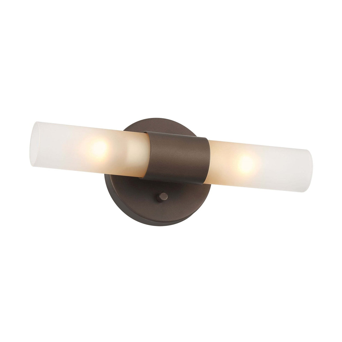 Golden Lighting Lyssna Cirkel 5in 2-Light Wall Sconce | Modern Bronze and Etched Bronze Ombre Glass | Bathroom & Hallway | Model 5803-2W MDB-EBO