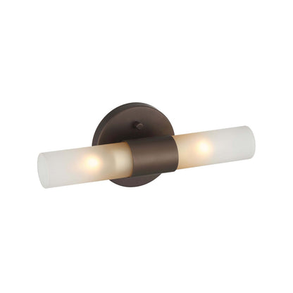Golden Lighting Lyssna Cirkel 5in 2-Light Wall Sconce | Modern Bronze and Etched Bronze Ombre Glass | Bathroom & Hallway | Model 5803-2W MDB-EBO