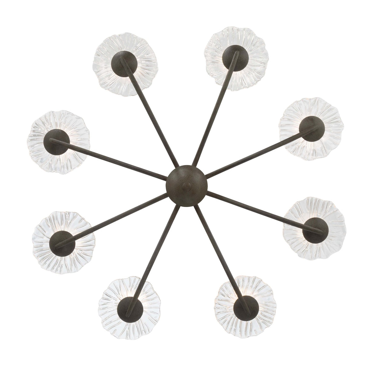 Golden Lighting Coral Bloom 31in 8-Light LED Chandelier | Rustic Black Slate and Clear Glass | Dining Room & Foyer | Model 5865-8 BT-CLR