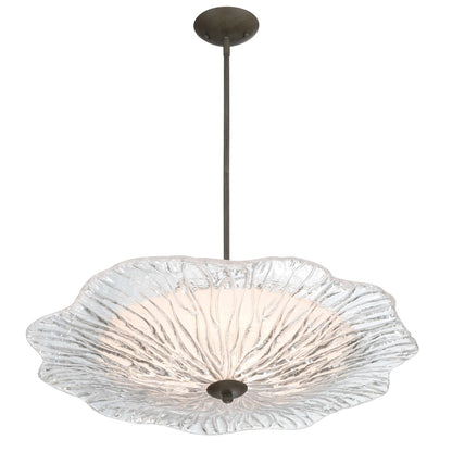Golden Lighting Coral Bloom 31in 1-Light LED Pendant | Rustic Black Slate and Clear Glass | Kitchen Island & Dining Room | Model 5865-L BT-CLR