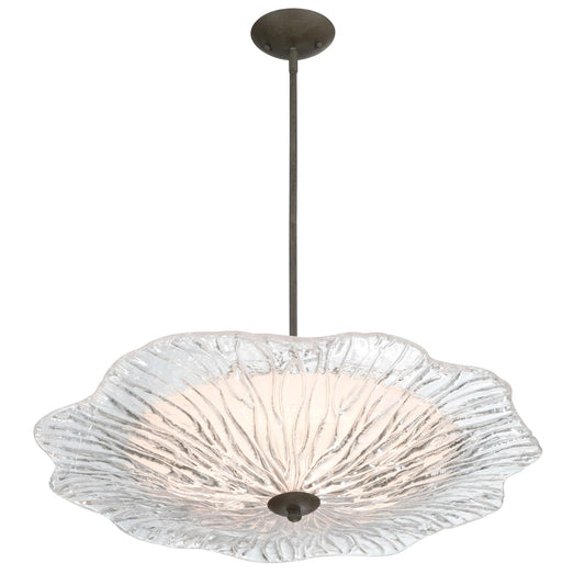 Golden Lighting Coral Bloom 31in 1-Light LED Pendant | Rustic Black Slate and Clear Glass | Kitchen Island & Dining Room | Model 5865-L BT-CLR