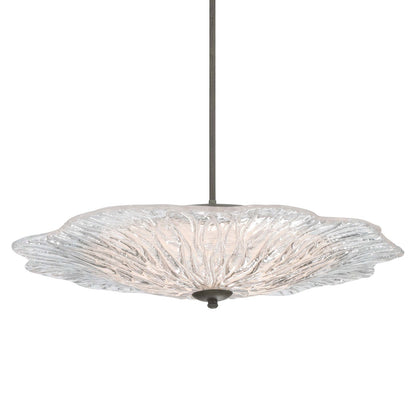 Golden Lighting Coral Bloom 31in 1-Light LED Pendant | Rustic Black Slate and Clear Glass | Kitchen Island & Dining Room | Model 5865-L BT-CLR