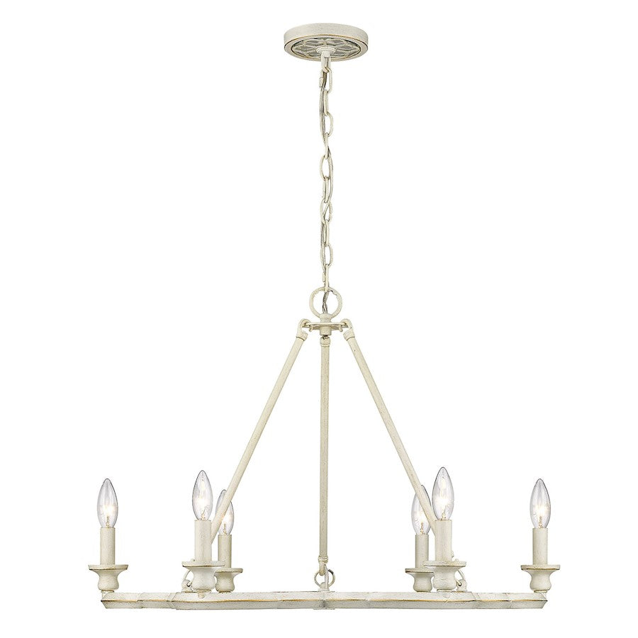 6 Light Chandelier, French White