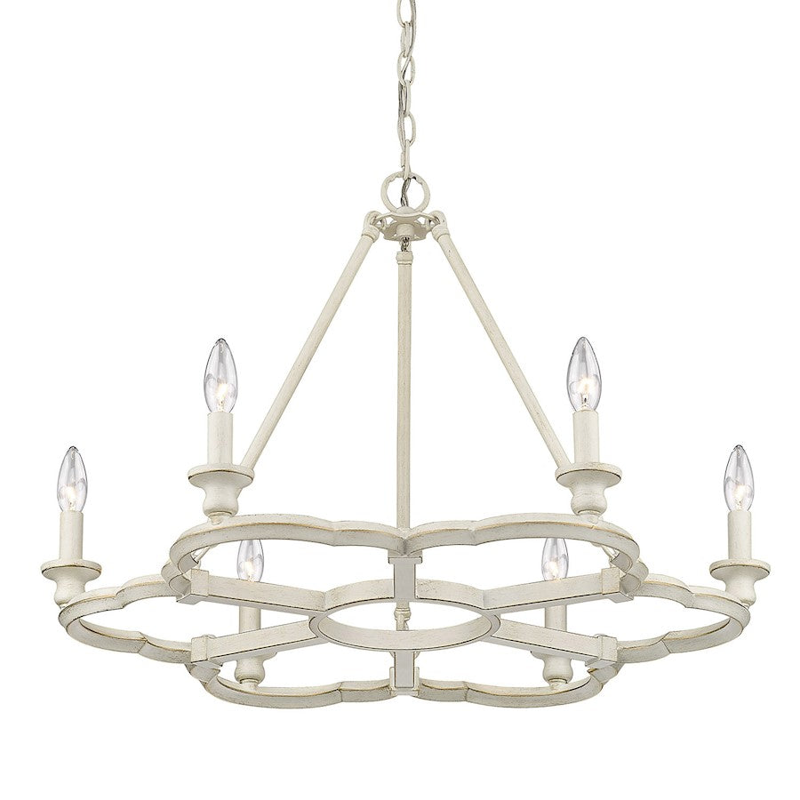 6 Light Chandelier, French White