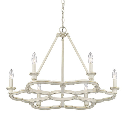 6 Light Chandelier, French White