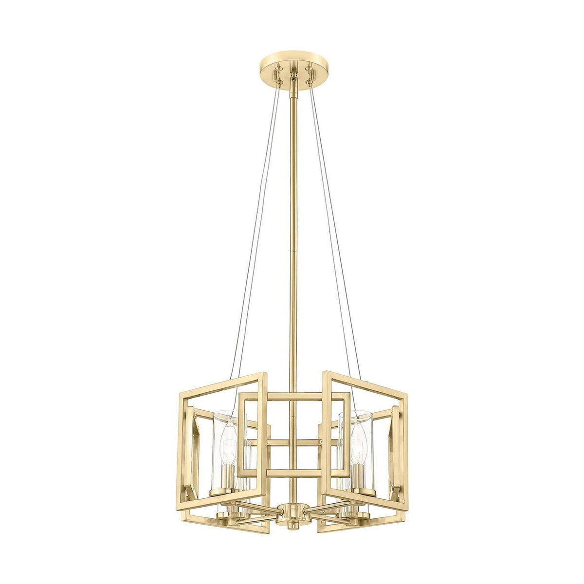 Golden Lighting Marco 16in 4-Light Pendant | Modern Brushed Champagne Brass and Clear Glass | Kitchen Island & Dining Room | Model 6068-4P BCB
