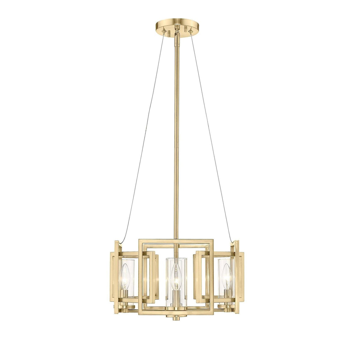 Golden Lighting Marco 16in 4-Light Pendant | Modern Brushed Champagne Brass and Clear Glass | Kitchen Island & Dining Room | Model 6068-4P BCB