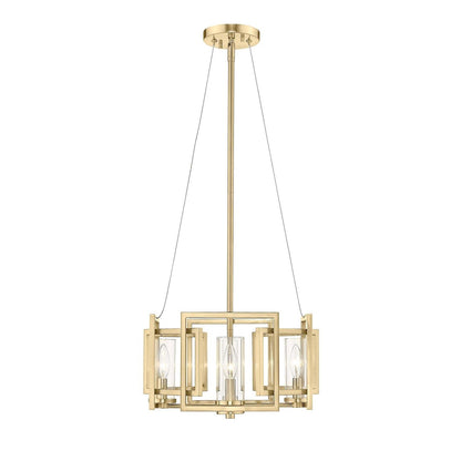 Golden Lighting Marco 16in 4-Light Pendant | Modern Brushed Champagne Brass and Clear Glass | Kitchen Island & Dining Room | Model 6068-4P BCB