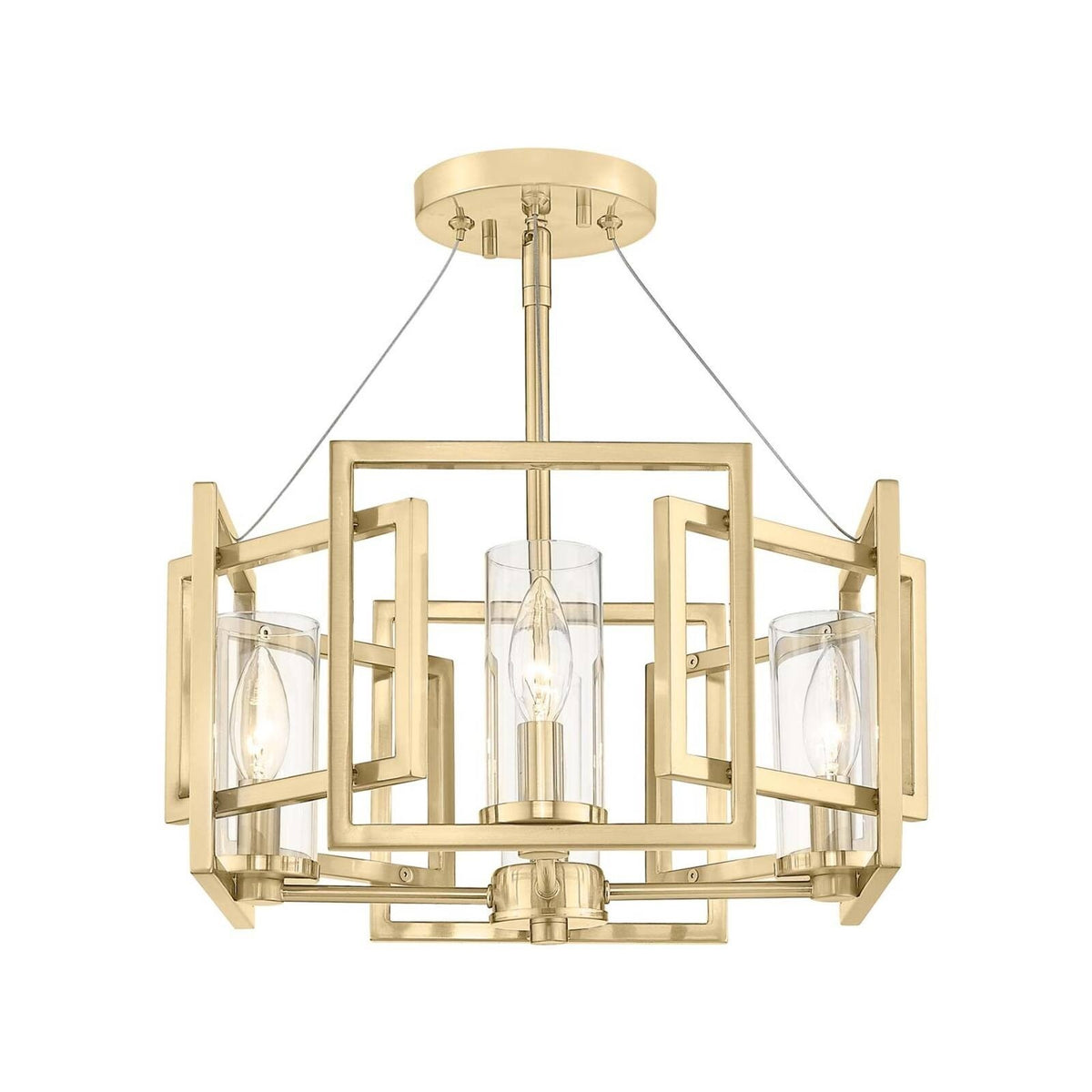 Golden Lighting Marco 16in 4-Light Pendant | Modern Brushed Champagne Brass and Clear Glass | Kitchen Island & Dining Room | Model 6068-4P BCB