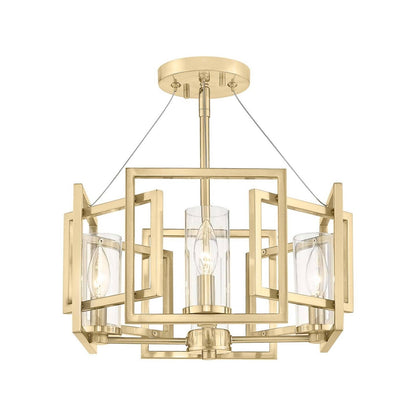 Golden Lighting Marco 16in 4-Light Pendant | Modern Brushed Champagne Brass and Clear Glass | Kitchen Island & Dining Room | Model 6068-4P BCB