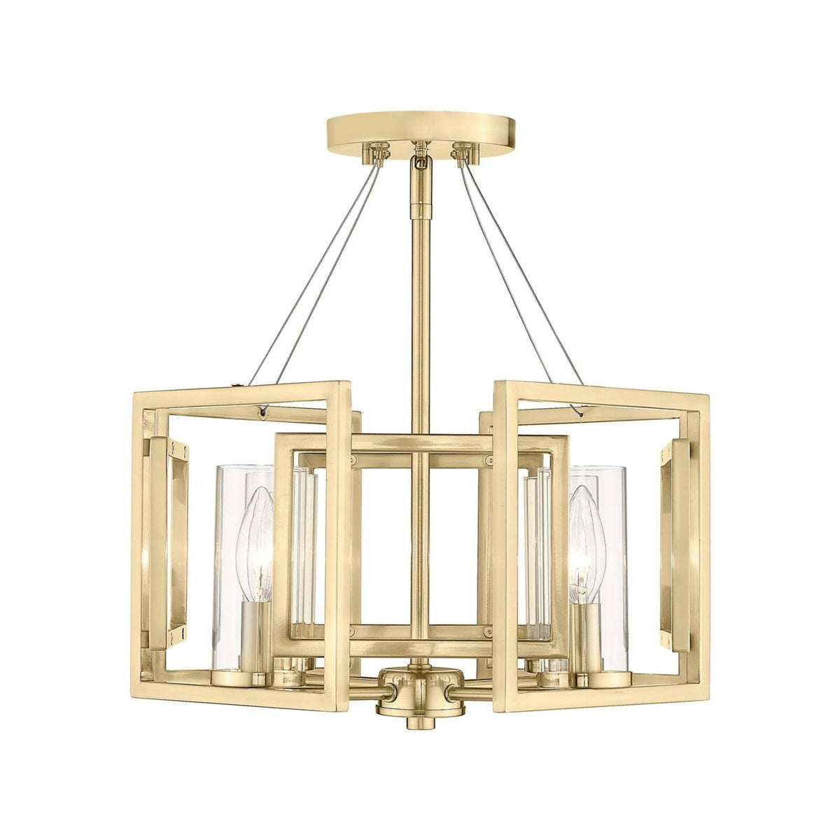 Golden Lighting Marco 16in 4-Light Pendant | Modern Brushed Champagne Brass and Clear Glass | Kitchen Island & Dining Room | Model 6068-4P BCB
