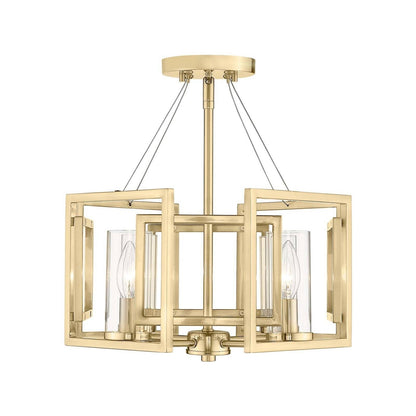 Golden Lighting Marco 16in 4-Light Pendant | Modern Brushed Champagne Brass and Clear Glass | Kitchen Island & Dining Room | Model 6068-4P BCB