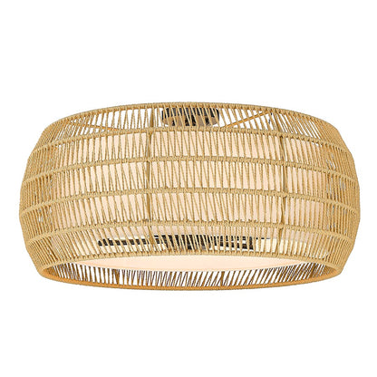 Golden Lighting Everly Semi-Flush, Black/Natural Rattan