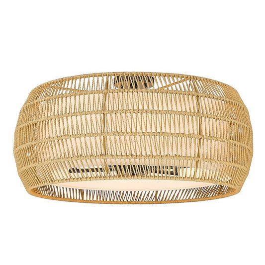 Golden Lighting Everly Semi-Flush, Black/Natural Rattan