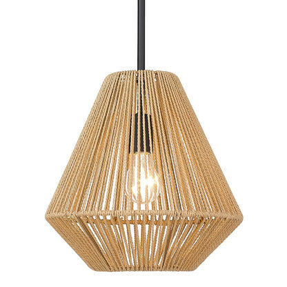 1 Light Pendant, Black/Natural Rope