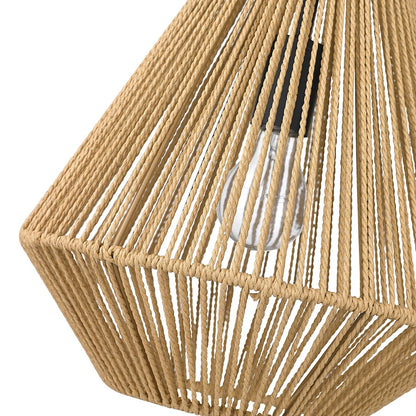 1 Light Pendant, Black/Natural Rope