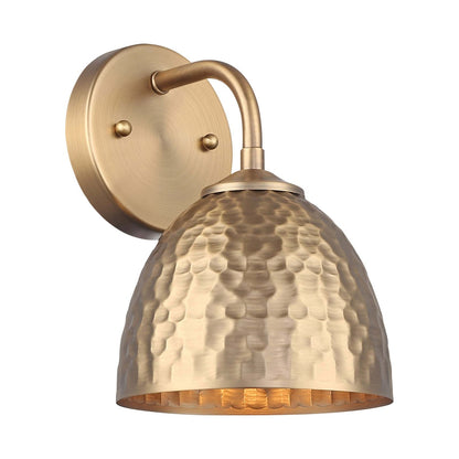 Golden Lighting Shepard 1-Light Wall Sconce | Rustic Modern Brass and Modern Brass Steel | Hallway & Bathroom | Model 6950-1W MBS-MBS