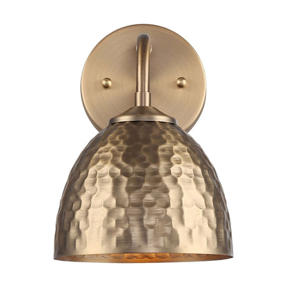 Golden Lighting Shepard 1-Light Wall Sconce | Rustic Modern Brass and Modern Brass Steel | Hallway & Bathroom | Model 6950-1W MBS-MBS