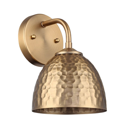 Golden Lighting Shepard 1-Light Wall Sconce | Rustic Modern Brass and Modern Brass Steel | Hallway & Bathroom | Model 6950-1W MBS-MBS
