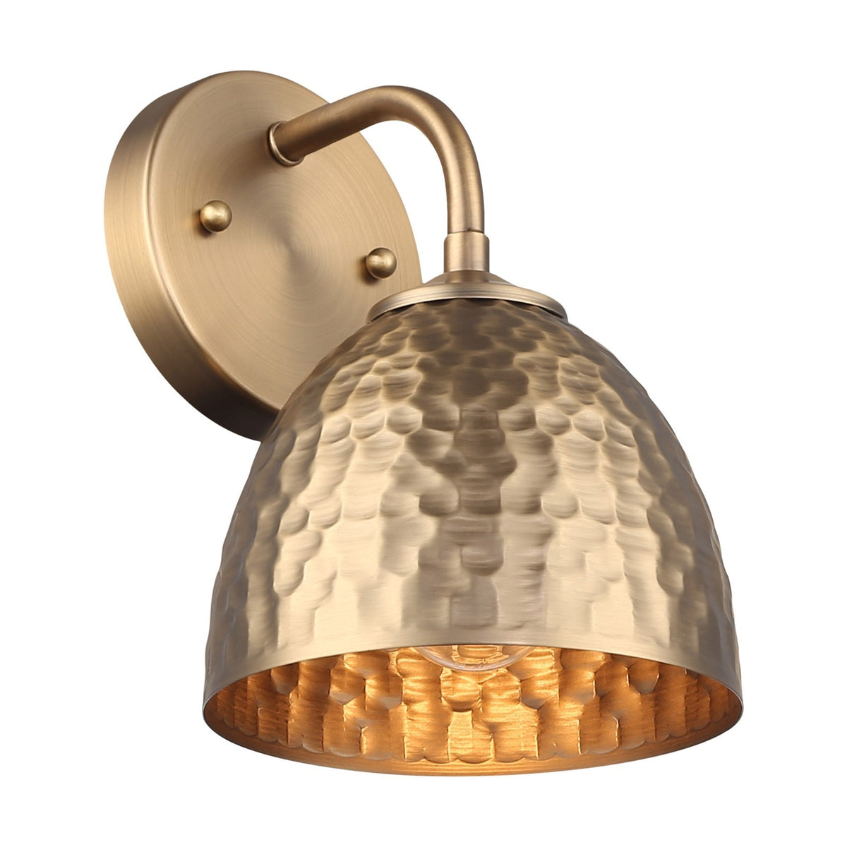 Golden Lighting Shepard 1-Light Wall Sconce | Rustic Modern Brass and Modern Brass Steel | Hallway & Bathroom | Model 6950-1W MBS-MBS