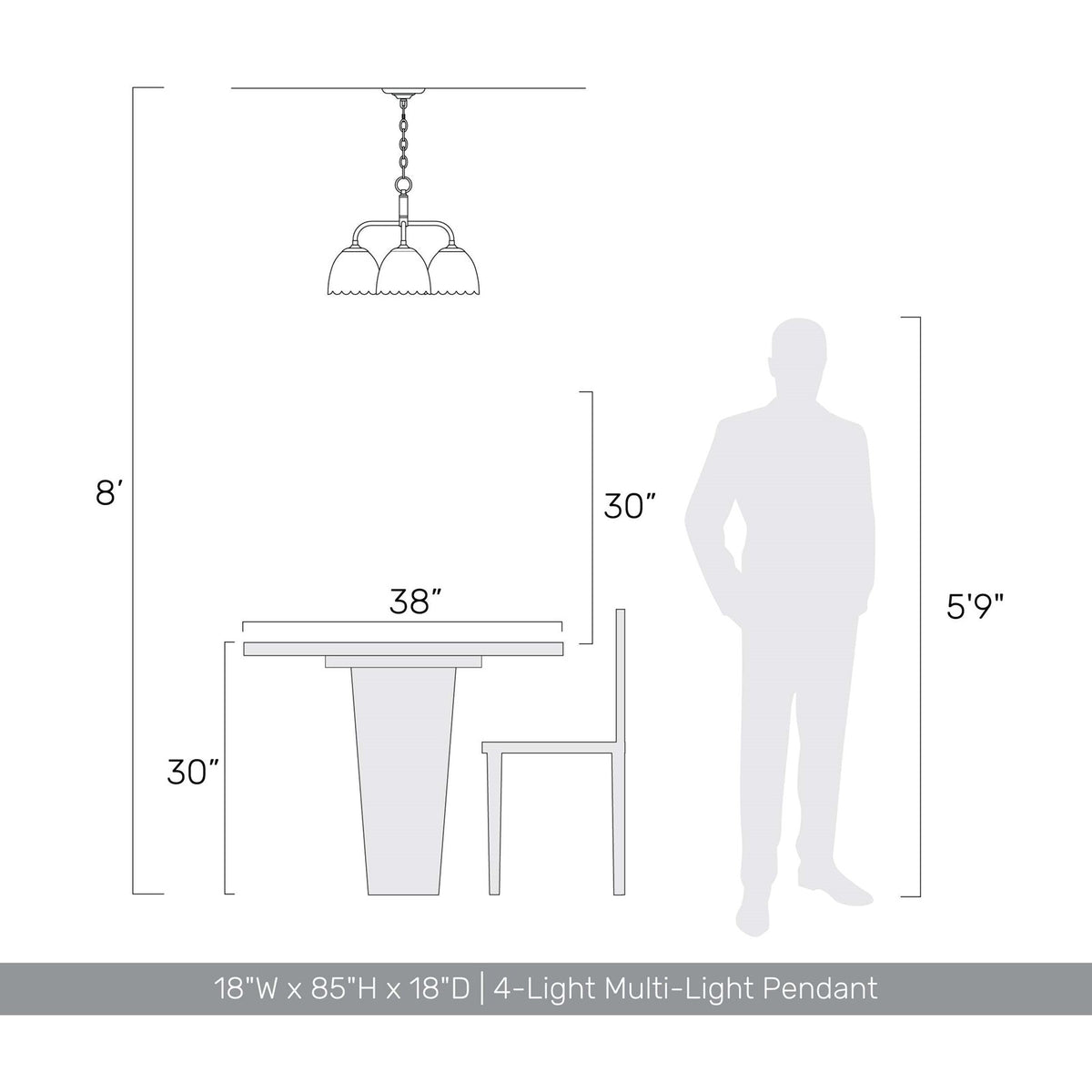 Golden Lighting Dorinda 18in 4-Light Pendant | Country Farmhouse Matte Black and Opal Glass | Kitchen Island & Dining Room | Model 6954-4P BLK-OP